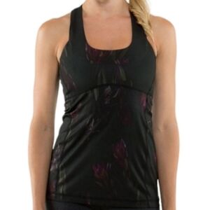 Lululemon Scoop Neck dark floral midnight iris tank top